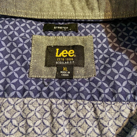 Lee Blue Checked Short Sleeve Button Down Shirt Men's Regular Size XL - Picture 5 of 7